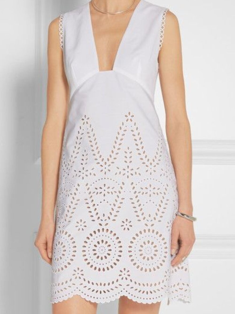 Stella McCartney Aline Broderie Anglaise White Eyelet Dress